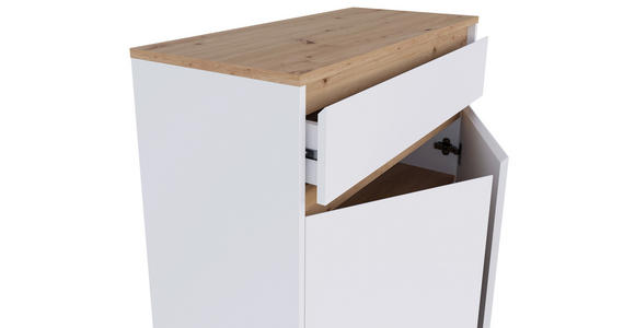 KOMMODE , 80/93/38 cm, 1 Schublade(n)  - Schwarz/Weiß, MODERN, Holzwerkstoff/Kunststoff (80/93/38cm) - Carryhome