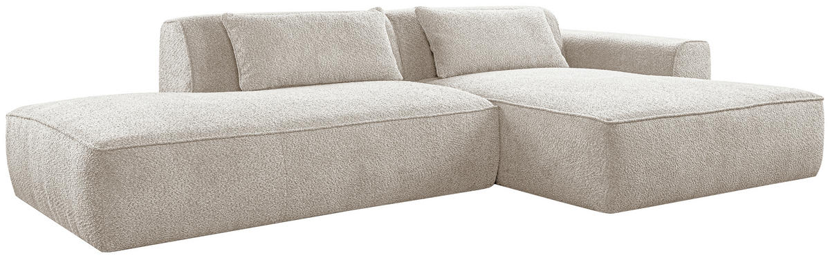 ECKSOFA BILLUND in Cord Sandfarben  294/165 cm  - Sandfarben/Schwarz, KONVENTIONELL, Holzwerkstoff/Kunststoff (294/165cm) - Livetastic