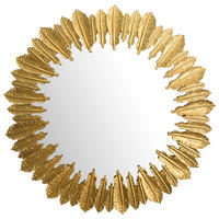 STENSKO OGLEDALO, 68/68/3 cm steklo  - zlate barve, Design, kovina/steklo (68/68/3cm) - MID.YOU