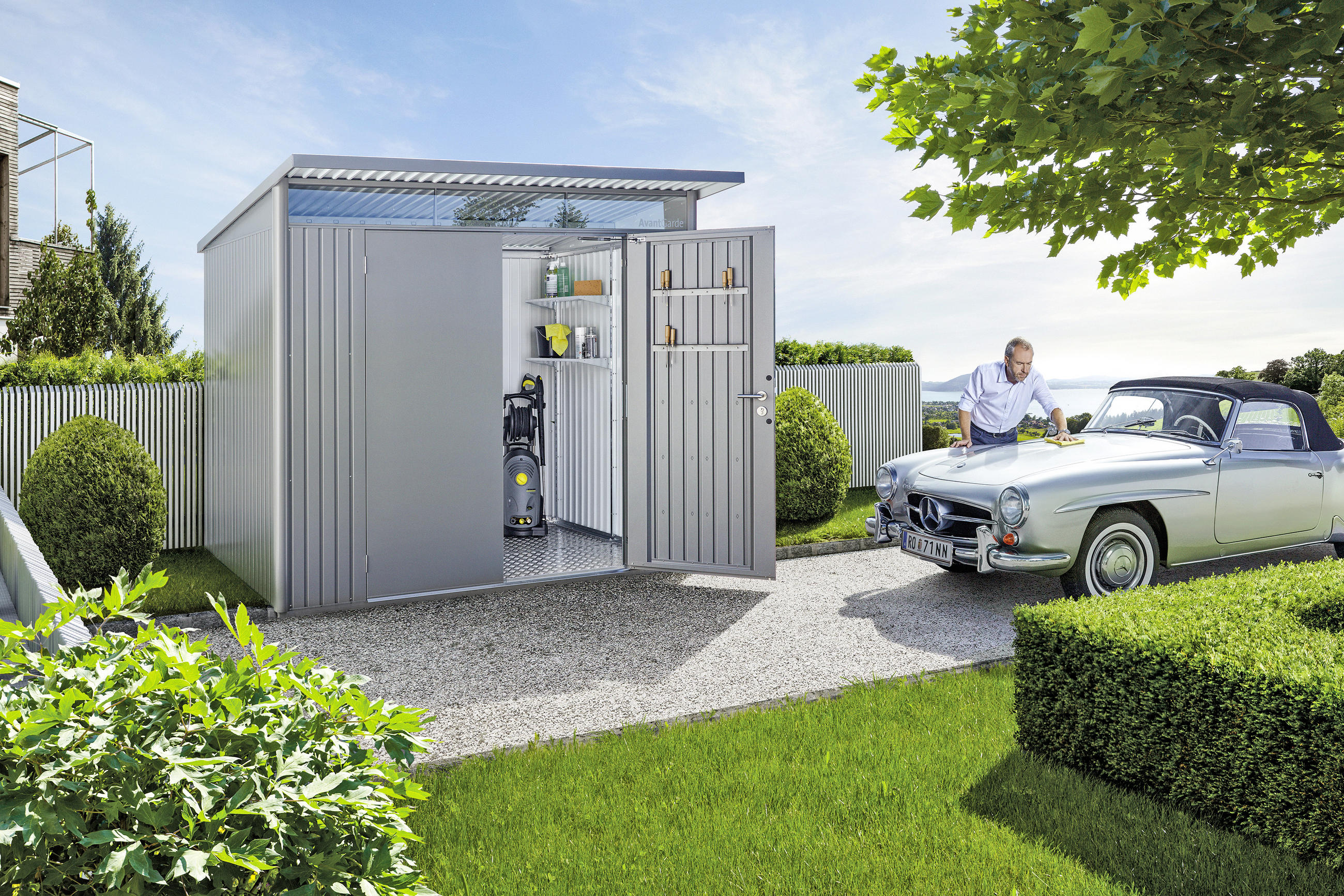 GERÄTEHAUS 260/218/220 cm  - Grau, Design, Metall (260/218/220cm) - Biohort