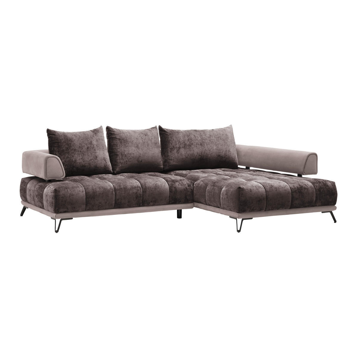 HÖRNSOFFA i brun  - brun/svart, Modern, metall/textil (262/67-87/184cm) - MID.YOU