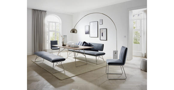 HOCKERBANK in Leder Blau, Dunkelblau - Blau/Edelstahlfarben, Design, Leder/Metall (196/88/54cm) - Ambiente