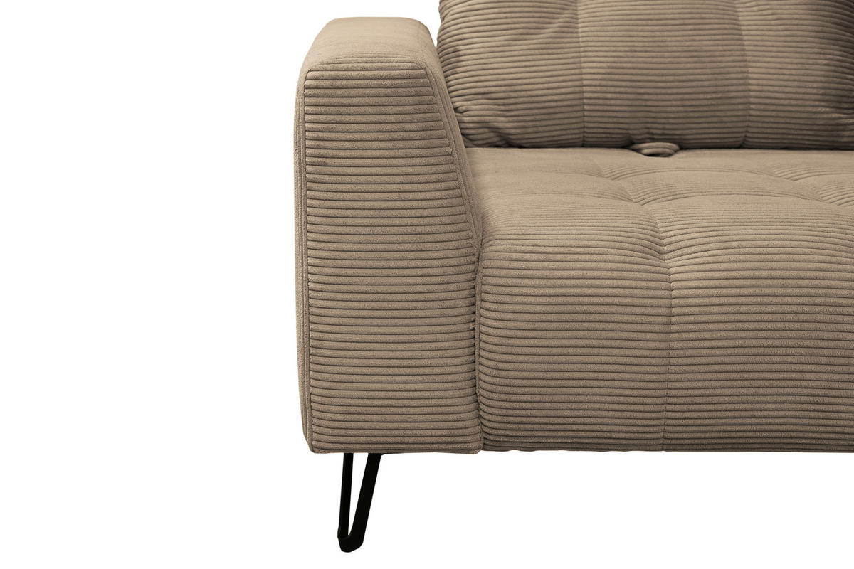 BIGSOFA Cord Beige  - Beige/Schwarz, KONVENTIONELL, Textil/Metall (246/100/116cm) - Carryhome