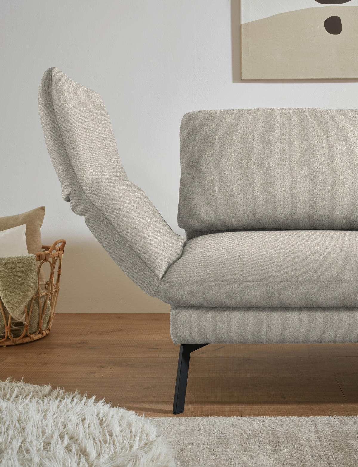 ECKSOFA  in Flachgewebe Naturfarben  255-365/175-224 cm  - Schwarz/Naturfarben, Design, Textil/Metall (255-365/175-224cm) - Dieter Knoll