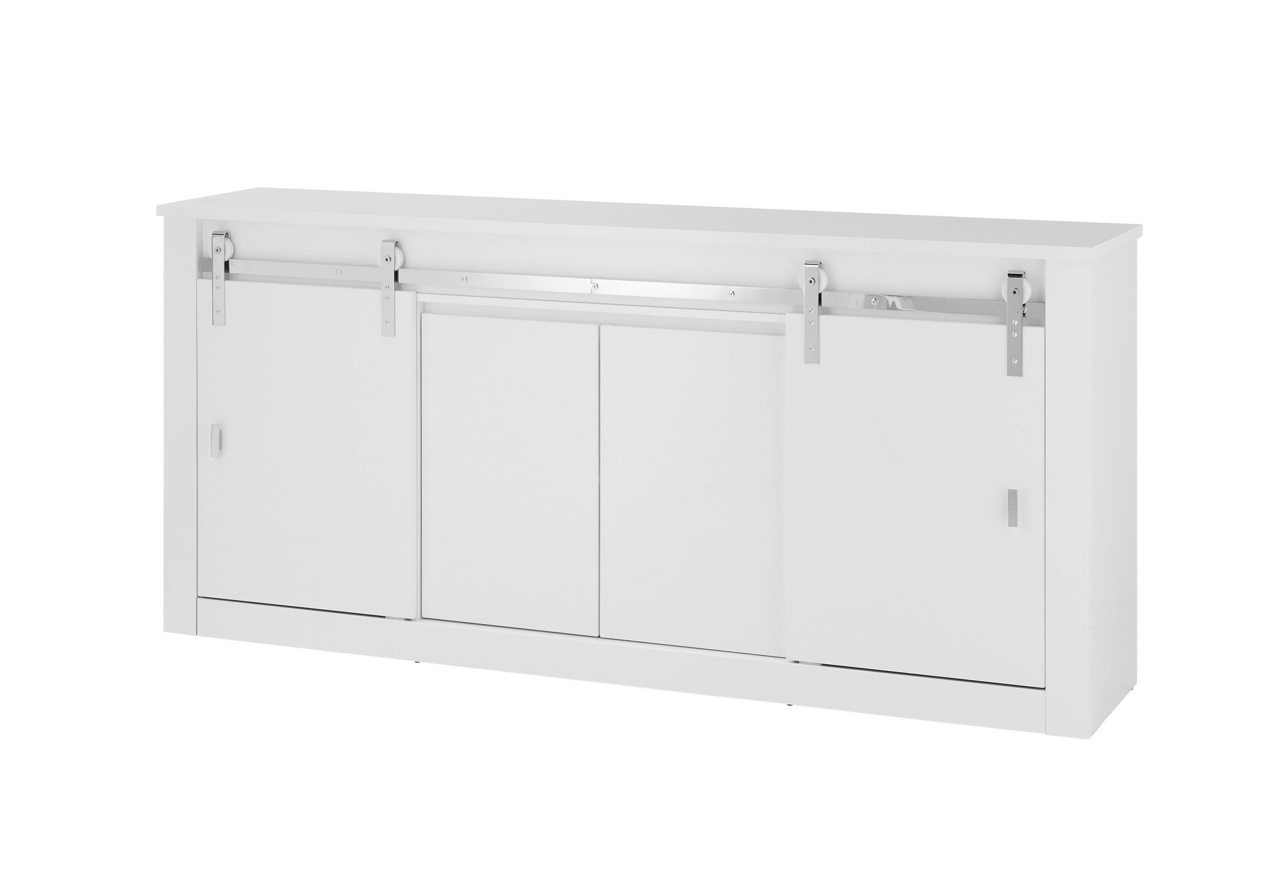 Livetastic Sideboard Weiß, Weiß Hochglanz 201x91x43 cm