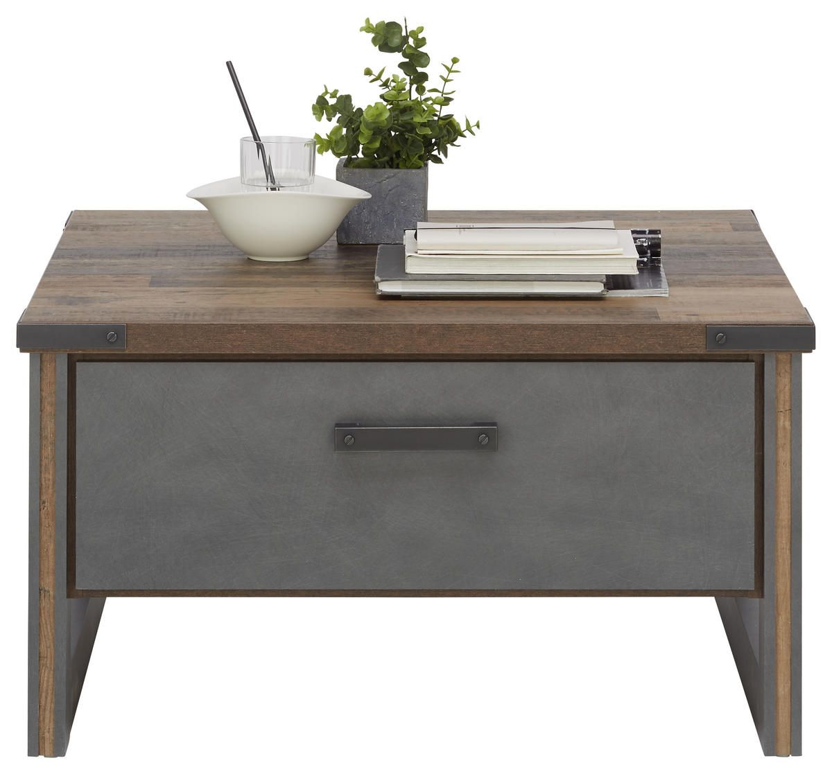 COUCHTISCH 80/80/44 cm quadratisch Grau, Pinienfarben  - Anthrazit/Grau, KONVENTIONELL, Holzwerkstoff/Kunststoff (80/80/44cm) - Hom`in