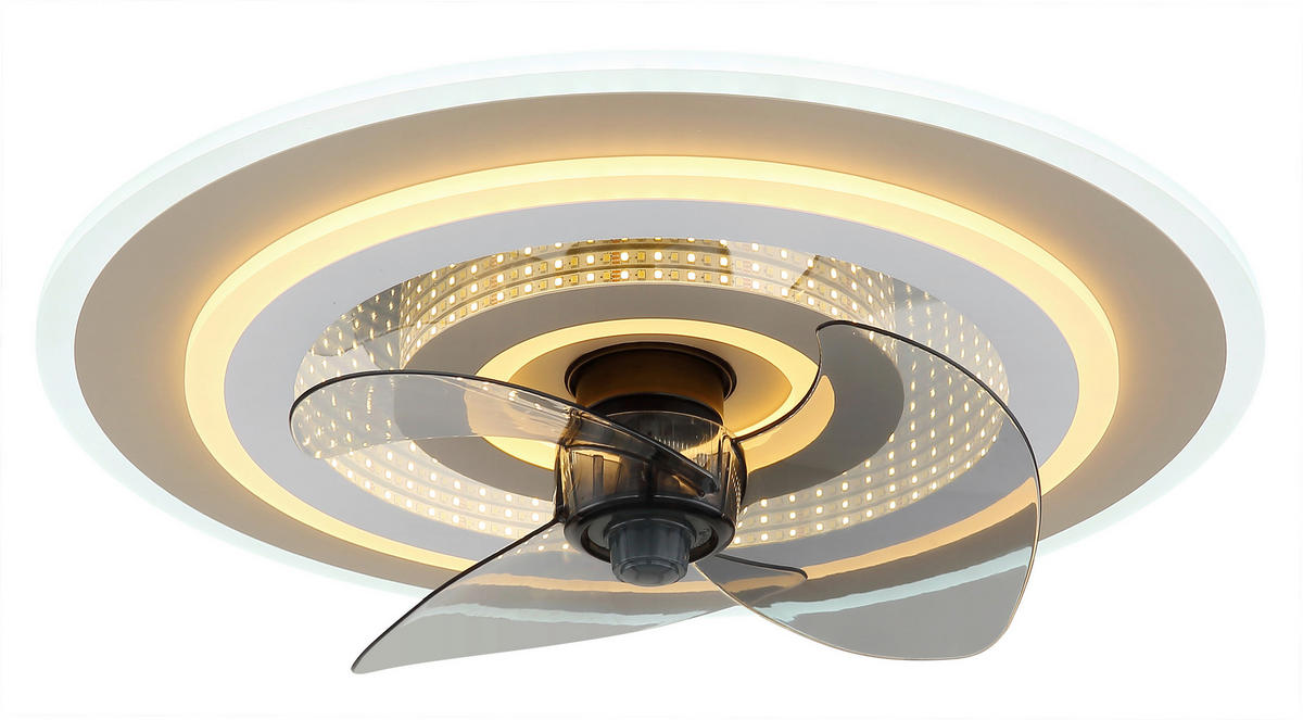 DECKENVENTILATOR - Sandfarben/Chromfarben, Design, Kunststoff/Metall (48/13cm) - Globo
