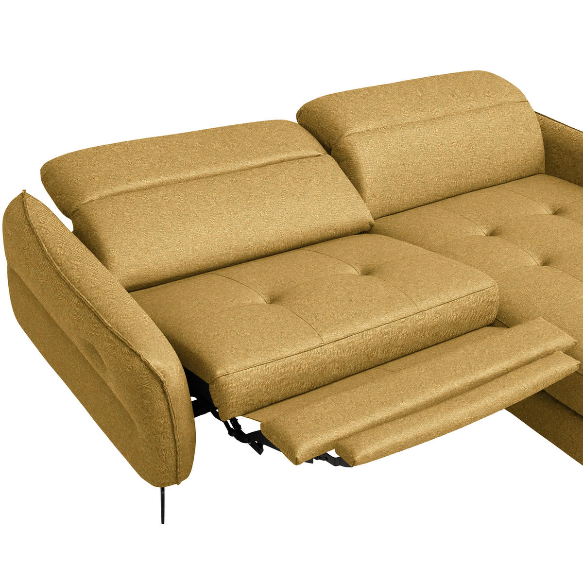 ECKSOFA Flachgewebe Currygelb  - Currygelb/Schwarz, Design, Textil/Metall (246/175cm) - Celina