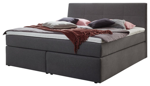 Boxspringbett 180x200 Cm In Grau Mit Topper Kaufen