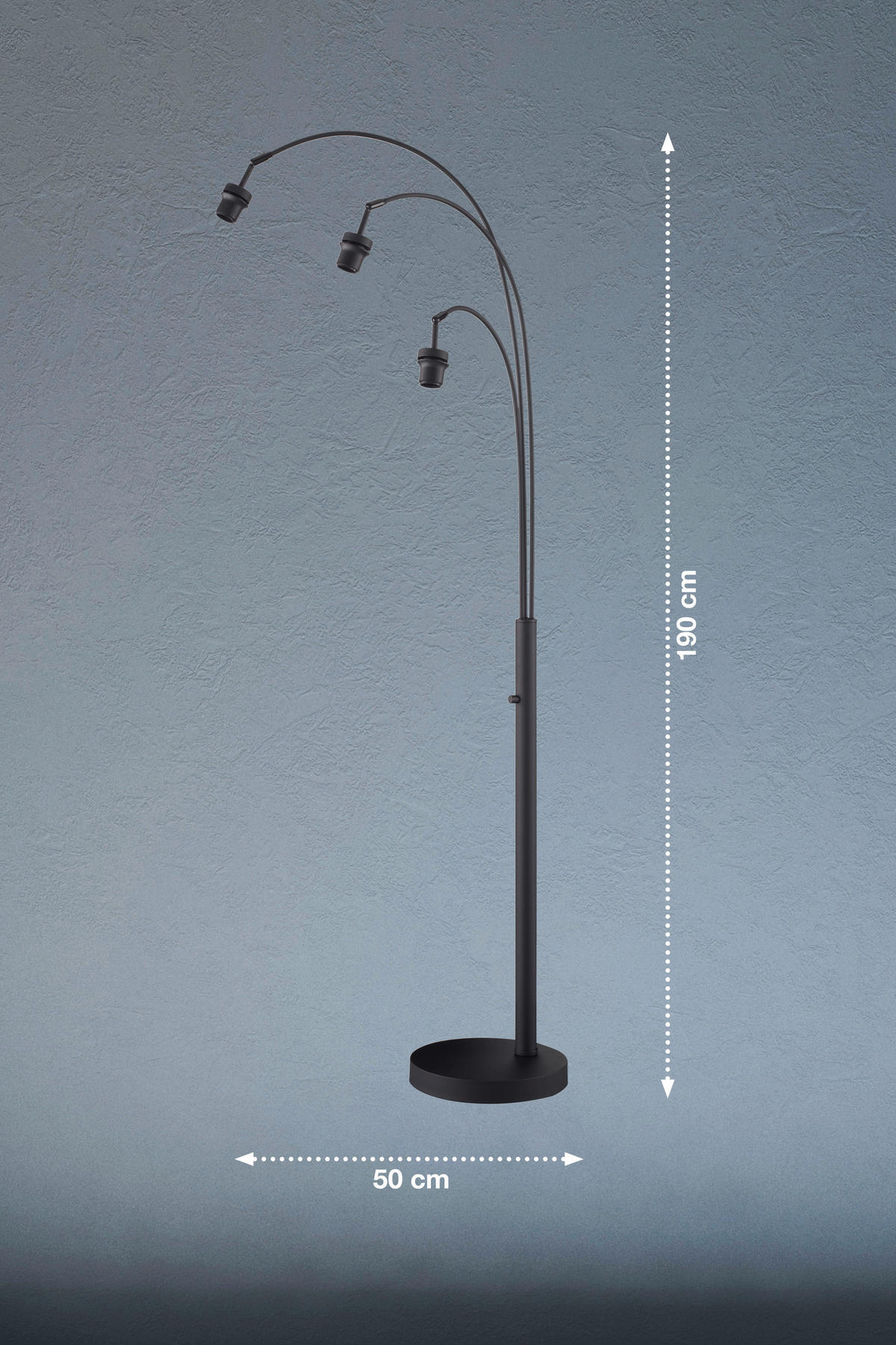 STEHLEUCHTE - Schwarz, Basics, Metall (50/190cm) - Fischer & Honsel