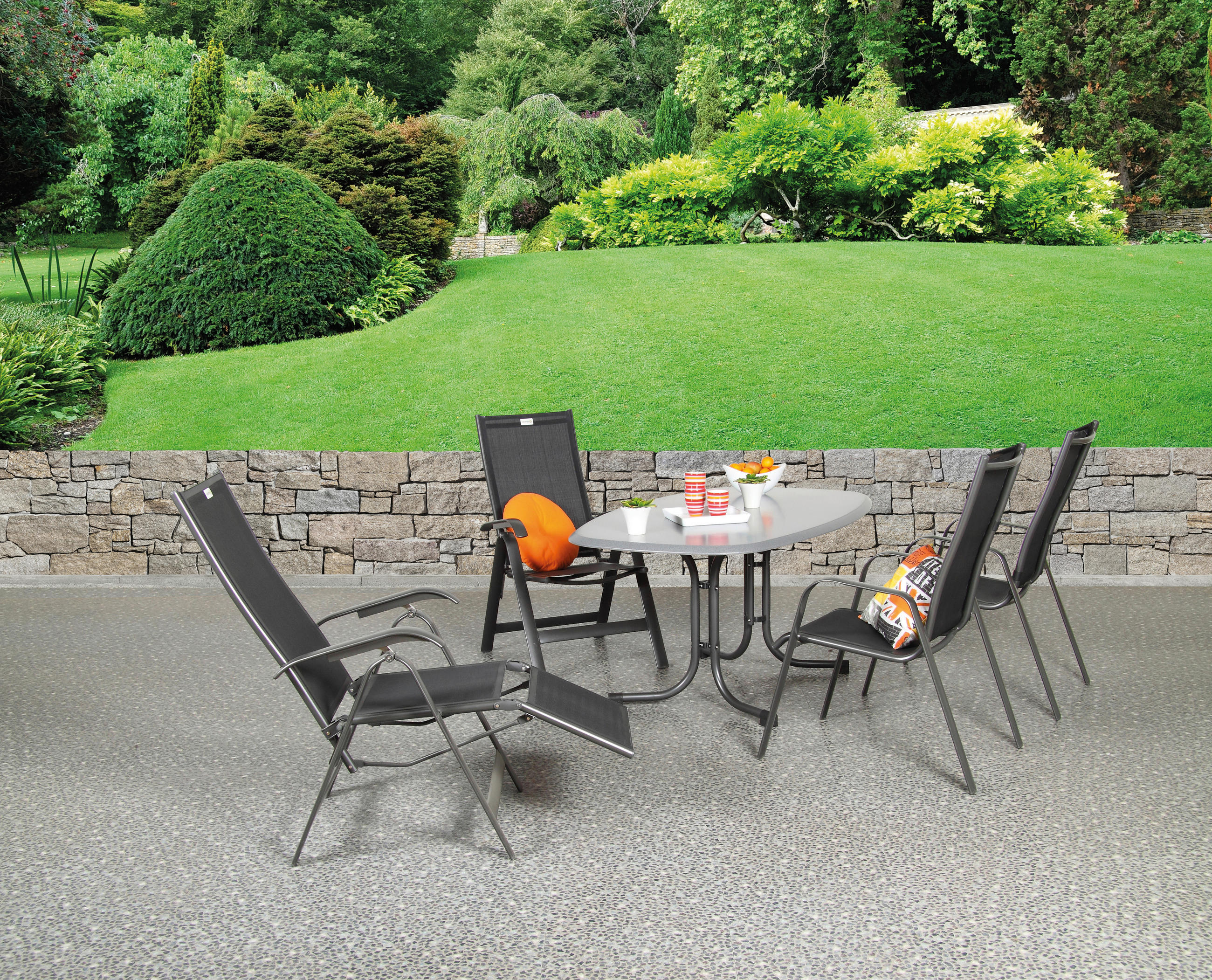 GARTEN-RELAXSESSEL  - Anthrazit/Schwarz, Basics, Textil/Metall (68/116/61cm) - Acamp