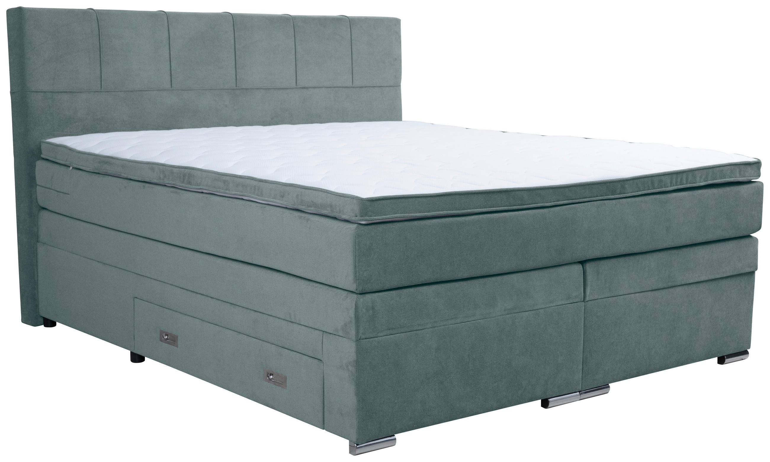 BOXSPRINGBETT 180/200 cm  in Blaugrau  - Chromfarben/Blaugrau, Design, Holz/Holzwerkstoff (180/200cm) - Boxxx