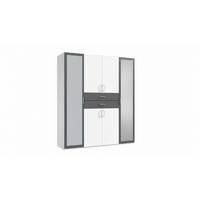 KLEIDERSCHRANK Graphitfarben, Weiss  - Weiss/Silberfarben, Modern, Glas/Holz (180/208/58cm) - P & B