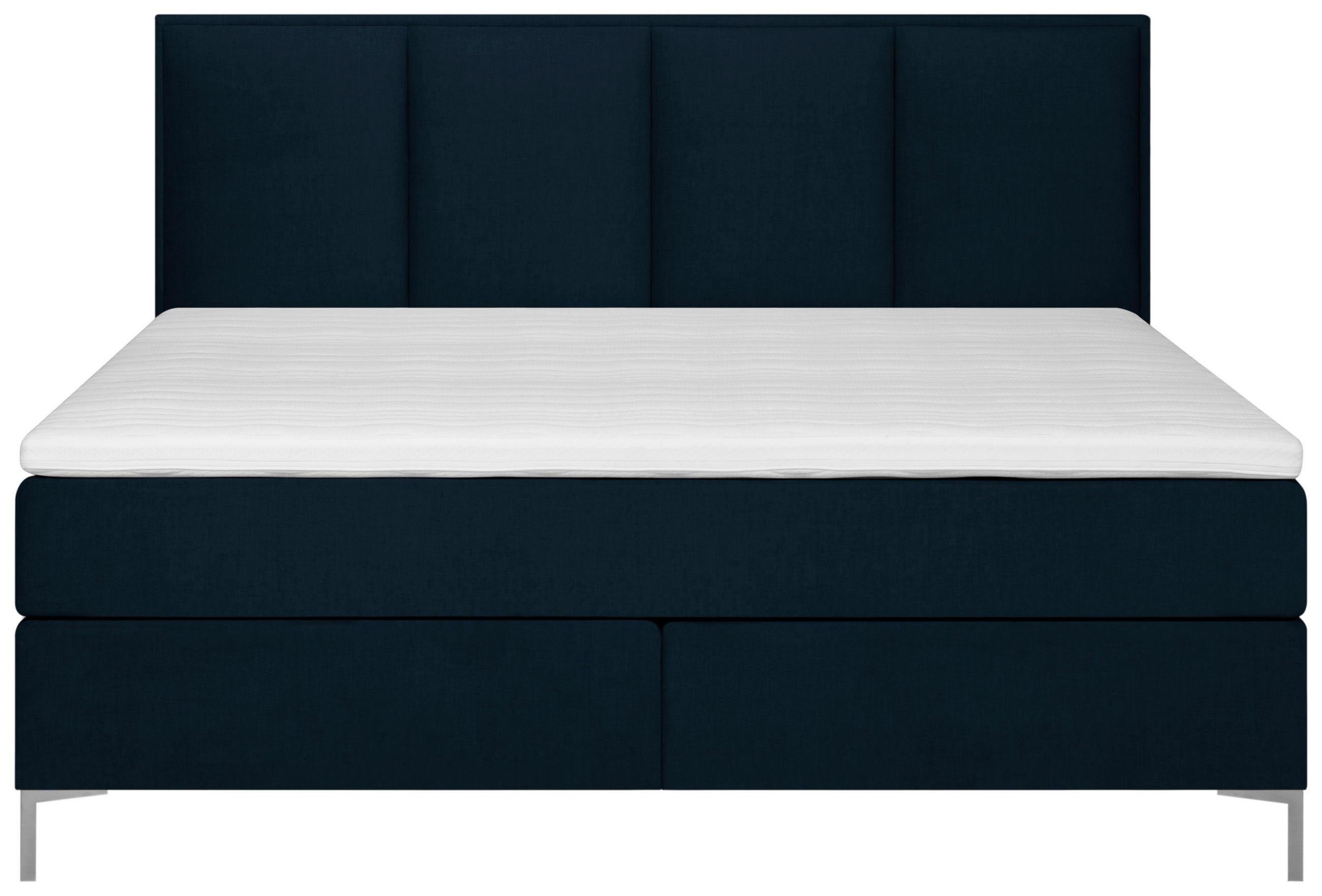 BOXSPRING-ÁGY 160/200 cm  sötétkék  - sötétkék/alumínium színű, Modern, textil (160/200cm) - MID.YOU