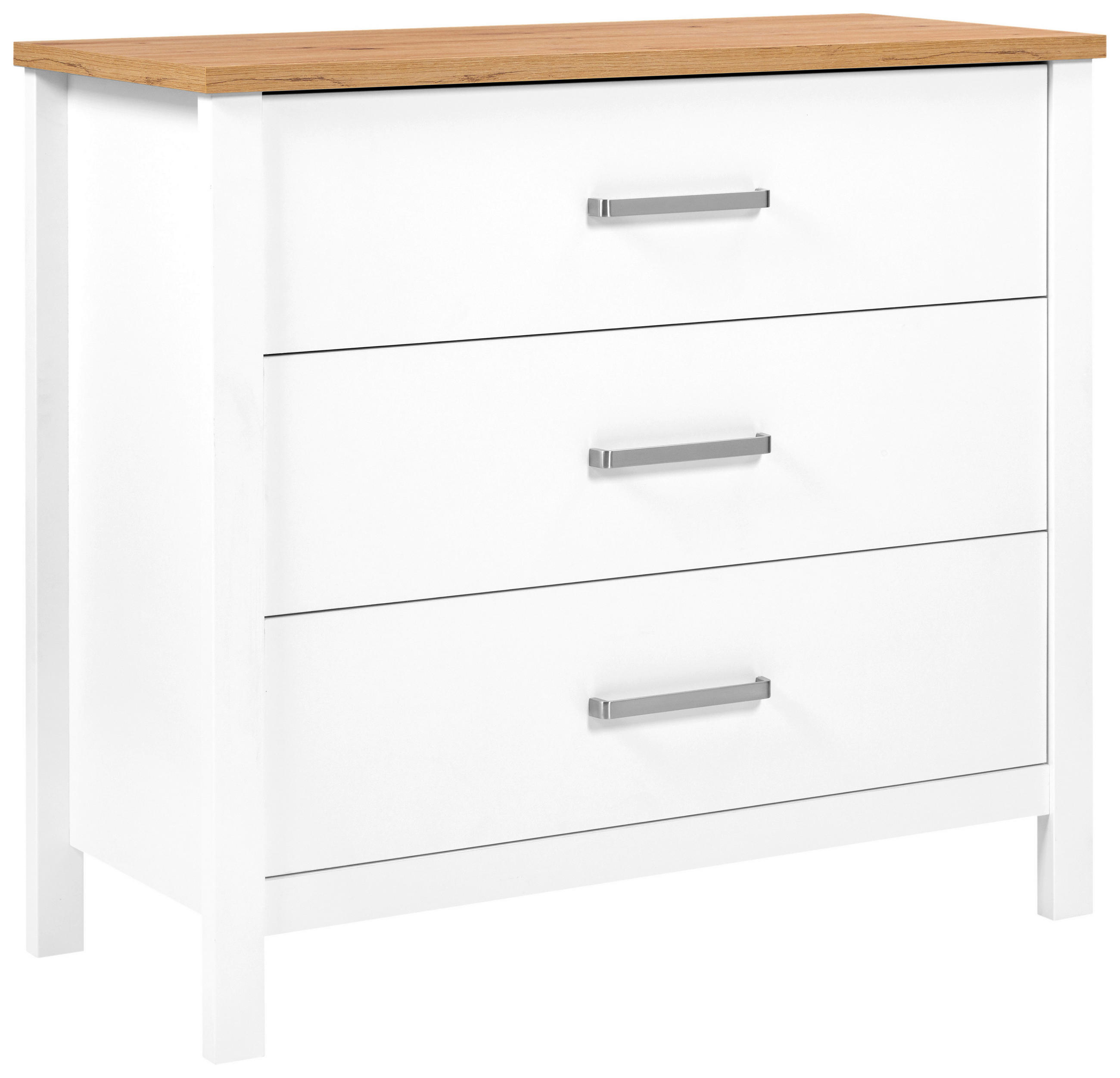 KOMODA   103/92/45 cm   bijela, hrast Artisan  - bijela/srebrne boje, Romantično / ladanjski, drvni materijal/metal (103/92/45cm)