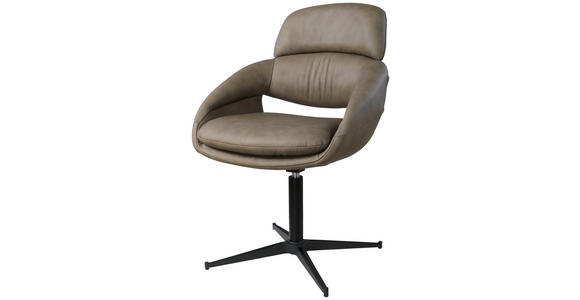 ARMLEHNSTUHL  in Eisen Echtleder pigmentiert  - Taupe/Schwarz, Design, Leder/Metall (60,5/86,7/65cm) - Belluti