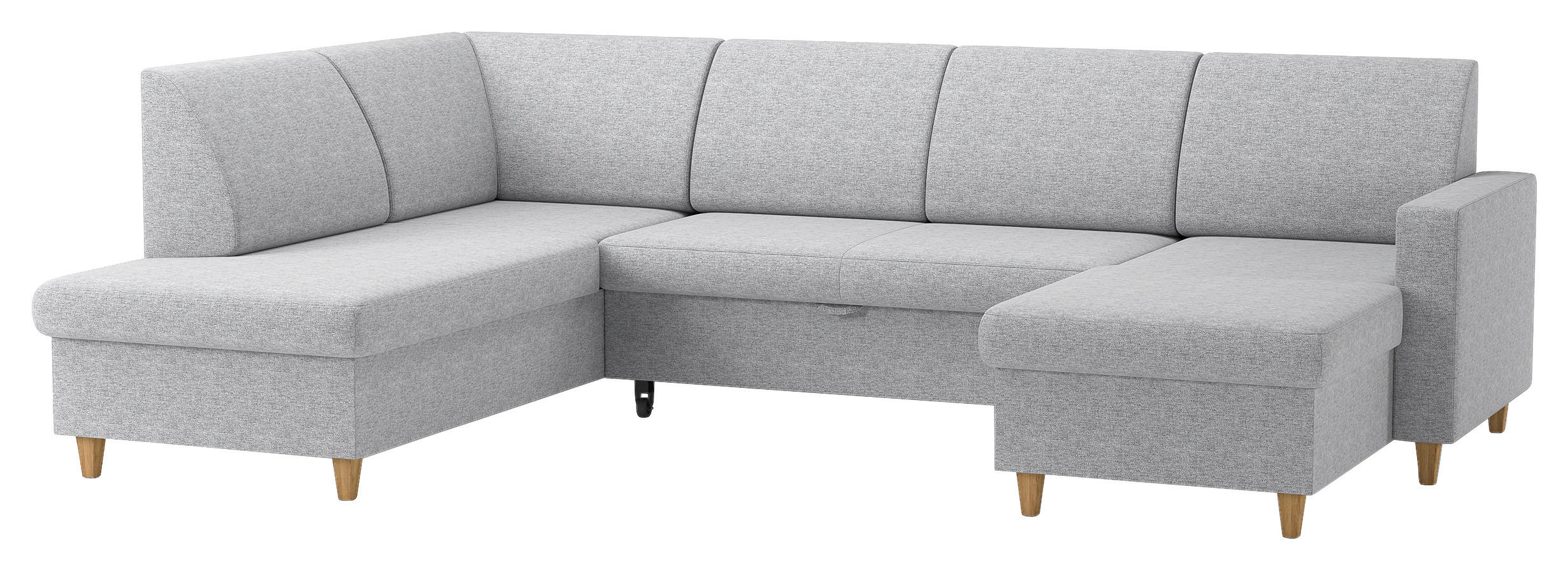 WOHNLANDSCHAFT NIKAS Grau Bouclé  - Buchefarben/Grau, Design, Holz/Textil (310/198/145cm) - MID.YOU