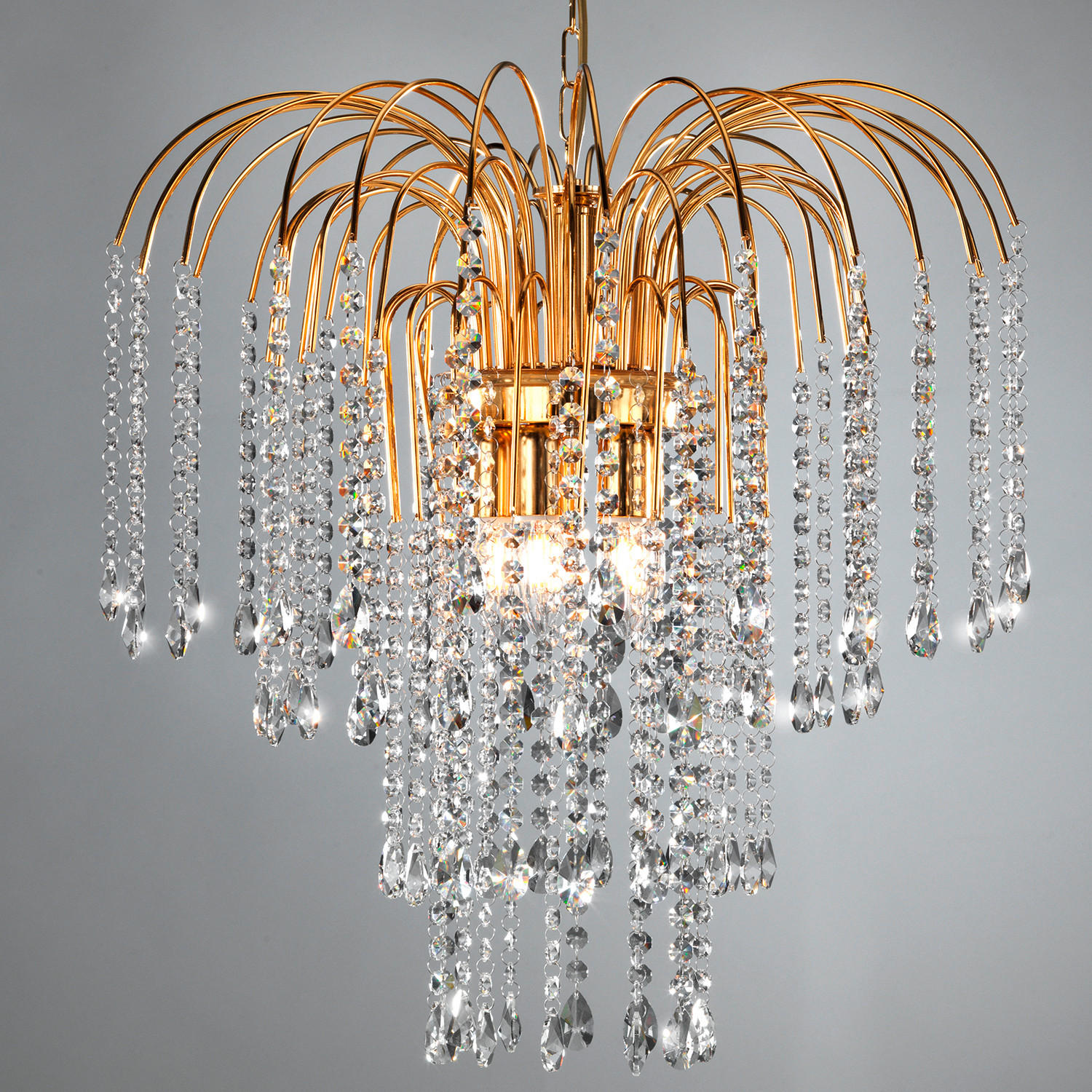 KRISTALL-HÄNGELEUCHTE 50/110 cm   - Goldfarben, KONVENTIONELL, Glas/Metall (50/110cm)