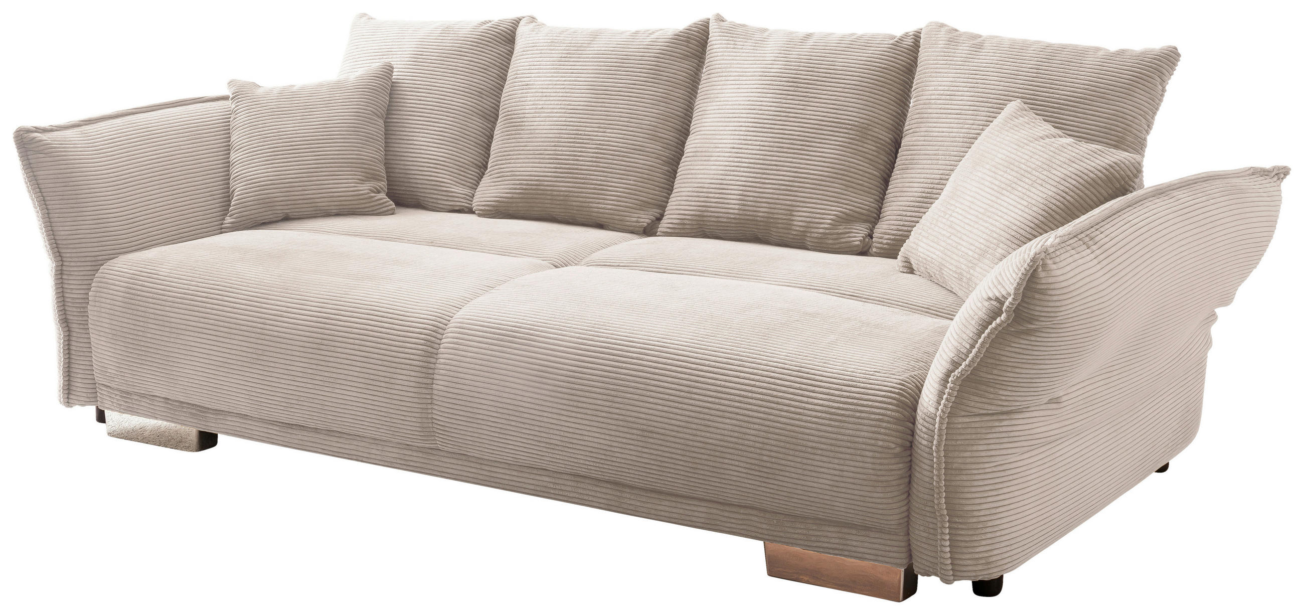 BIGSOFA in Cord Beige  - Chromfarben/Beige, Modern, Kunststoff/Textil (242/71/90/131cm) - Livetastic
