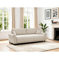 SCHLAFSOFA Malta Cord Creme  inkl. Zierkissen, Rückenkissen, Bettkasten, Schlaffunktion, Rücken echt  - Creme/Schwarz, Design, Textil (244/88/100cm) - P & B