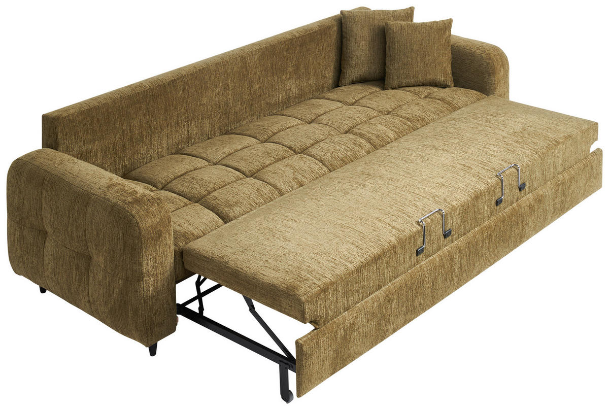 SCHLAFSOFA Flachgewebe Olivgrün  - Schwarz/Olivgrün, Design, Holz/Textil (236/88/101cm) - Lomoco