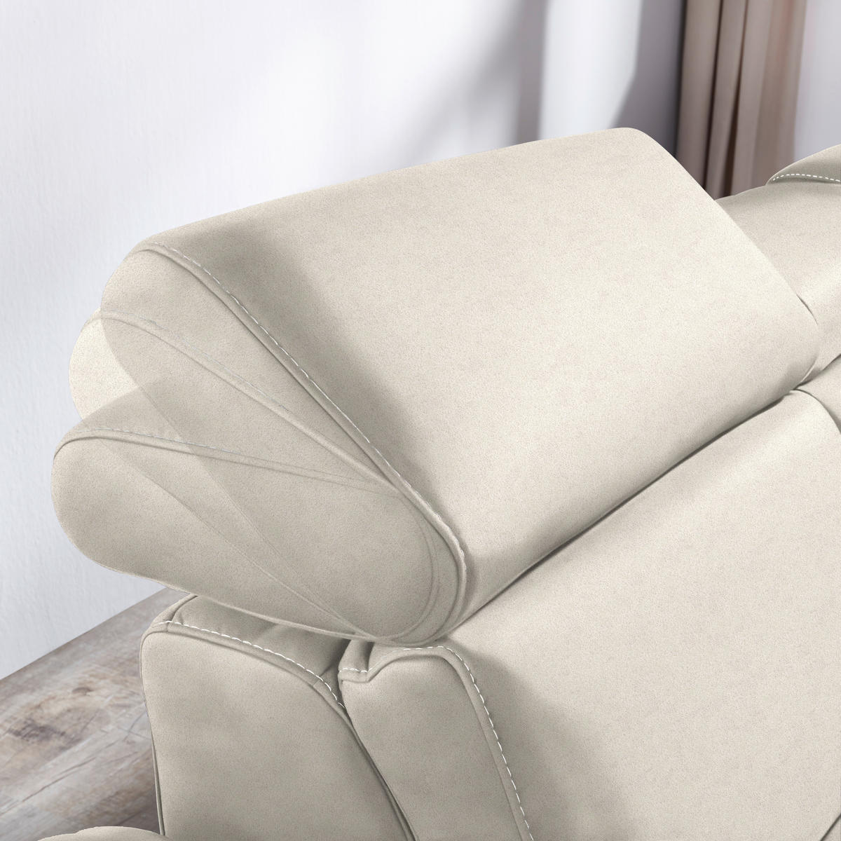 CANAPÉ D'ANGLE in Flachgewebe, Mikrofaser Ecru  - Ecru/Beige, Design, Textil/Metall (271/239cm) - Cantus