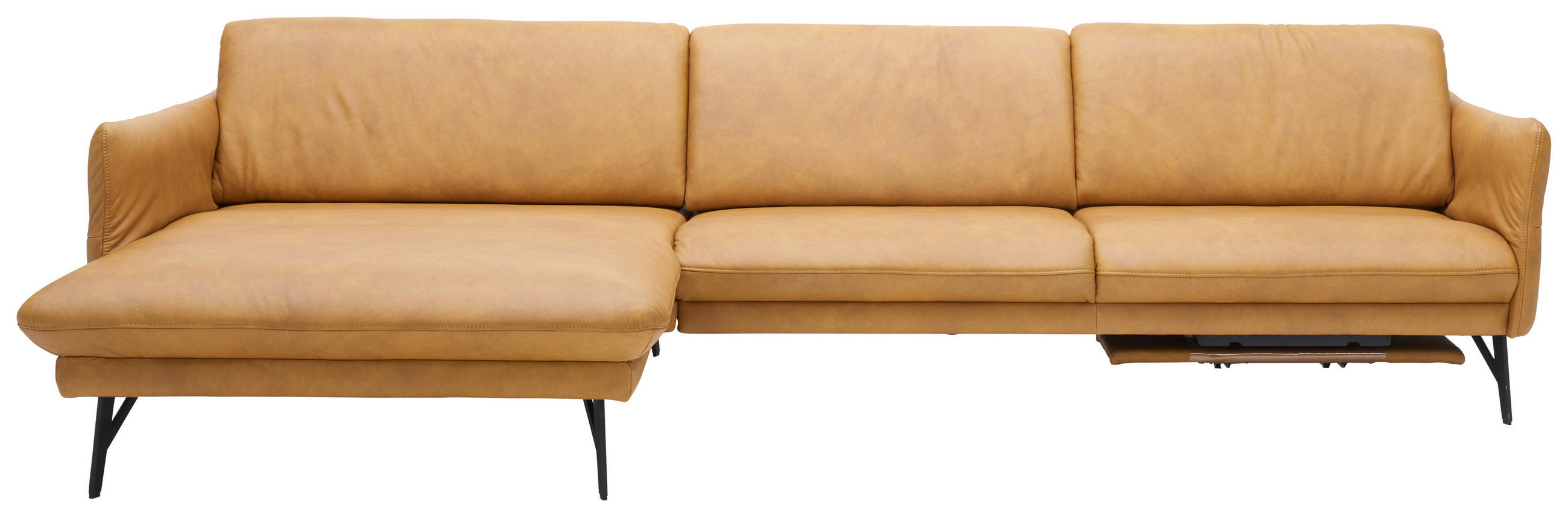 ECKSOFA Gelb Echtleder  - Anthrazit/Gelb, Design, Leder/Metall (174/330cm) - Himolla