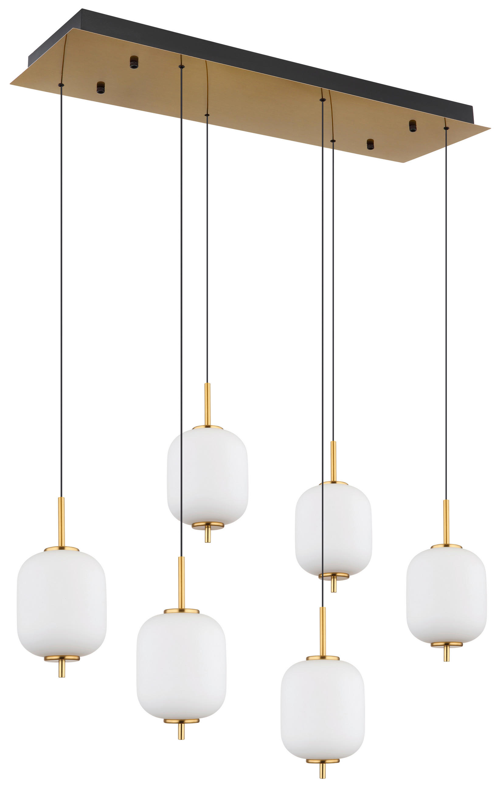 LAMPĂ SUSPENDATĂ CU LED 80,5/29,5/220 cm  - opal/negru, Konventionell, plastic/sticlă (80,5/29,5/220cm)