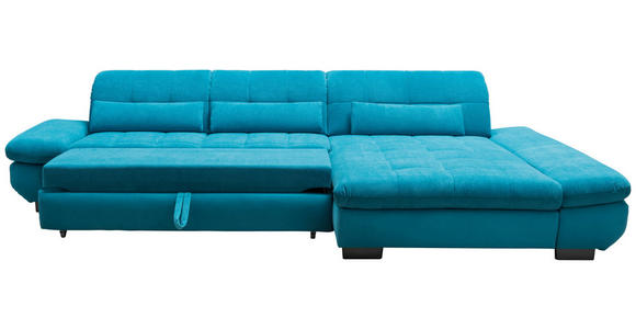 ECKSOFA in Mikrofaser Türkis  - Türkis/Schwarz, Design, Textil/Metall (204/341cm) - Xora