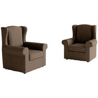 OHRENSESSEL in Flachgewebe Dunkelbraun  - Edelstahlfarben/Dunkelbraun, Design, Textil/Metall (88/105/90cm) - Livetastic