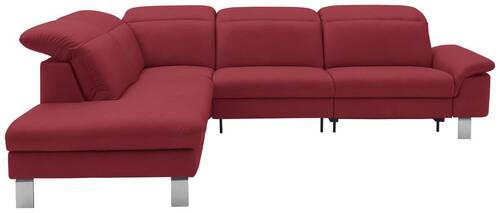 ECKSOFA in Echtleder Rot  - Edelstahlfarben/Rot, Design, Leder/Metall (233/309cm) - Dieter Knoll