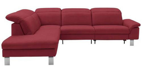ECKSOFA in Echtleder Rot 233/309 cm - Edelstahlfarben/Rot, Design, Leder/Metall (233/309cm) - Dieter Knoll