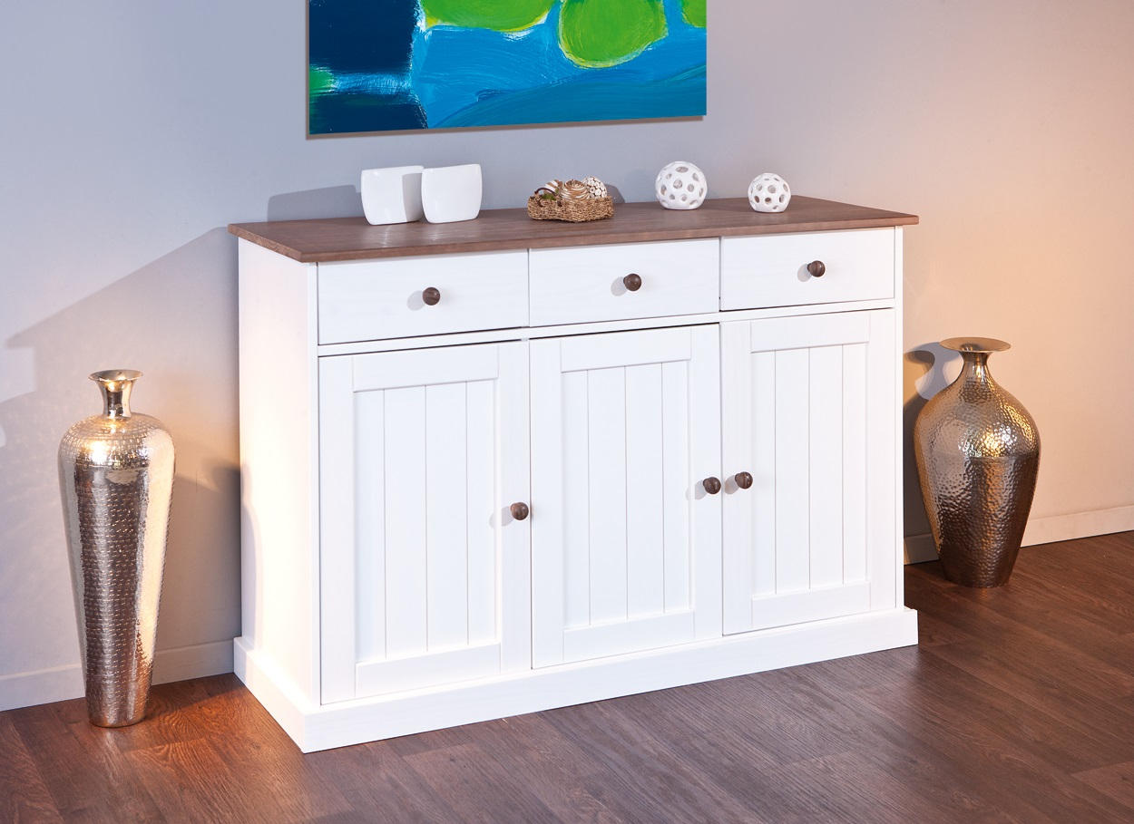KOMMODE WESTERLAND  in 130/86/45 cm  - Weiß/Braun, LIFESTYLE, Holz (130/86/45cm) - MID.YOU