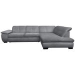 ECKSOFA in Flachgewebe Grau  313/242 cm  - Schwarz/Grau, Design, Textil/Metall (313/242cm) - Xora