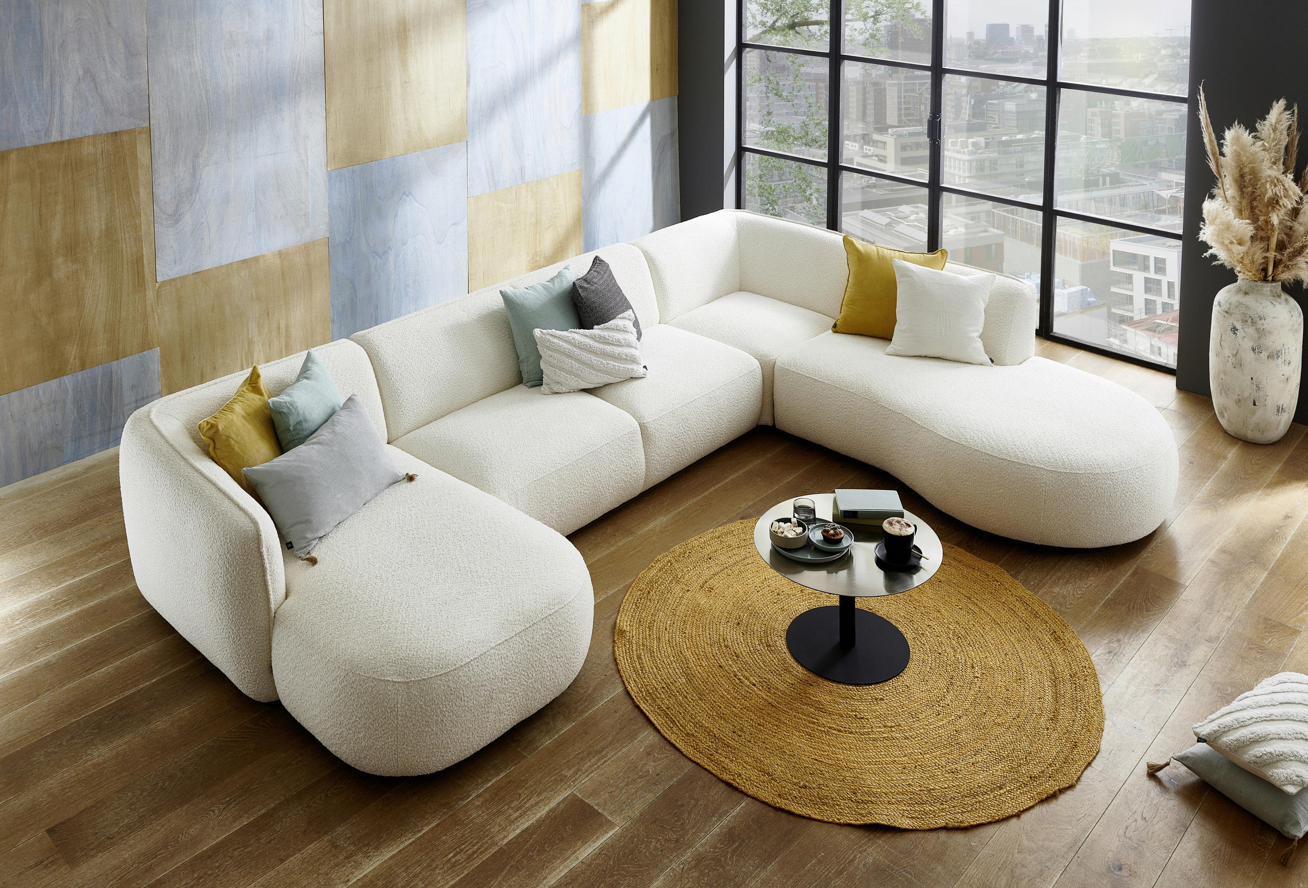 SOFFA i vit  - vit/svart, Design, textil/plast (354/73/250cm) - Pure Home Comfort