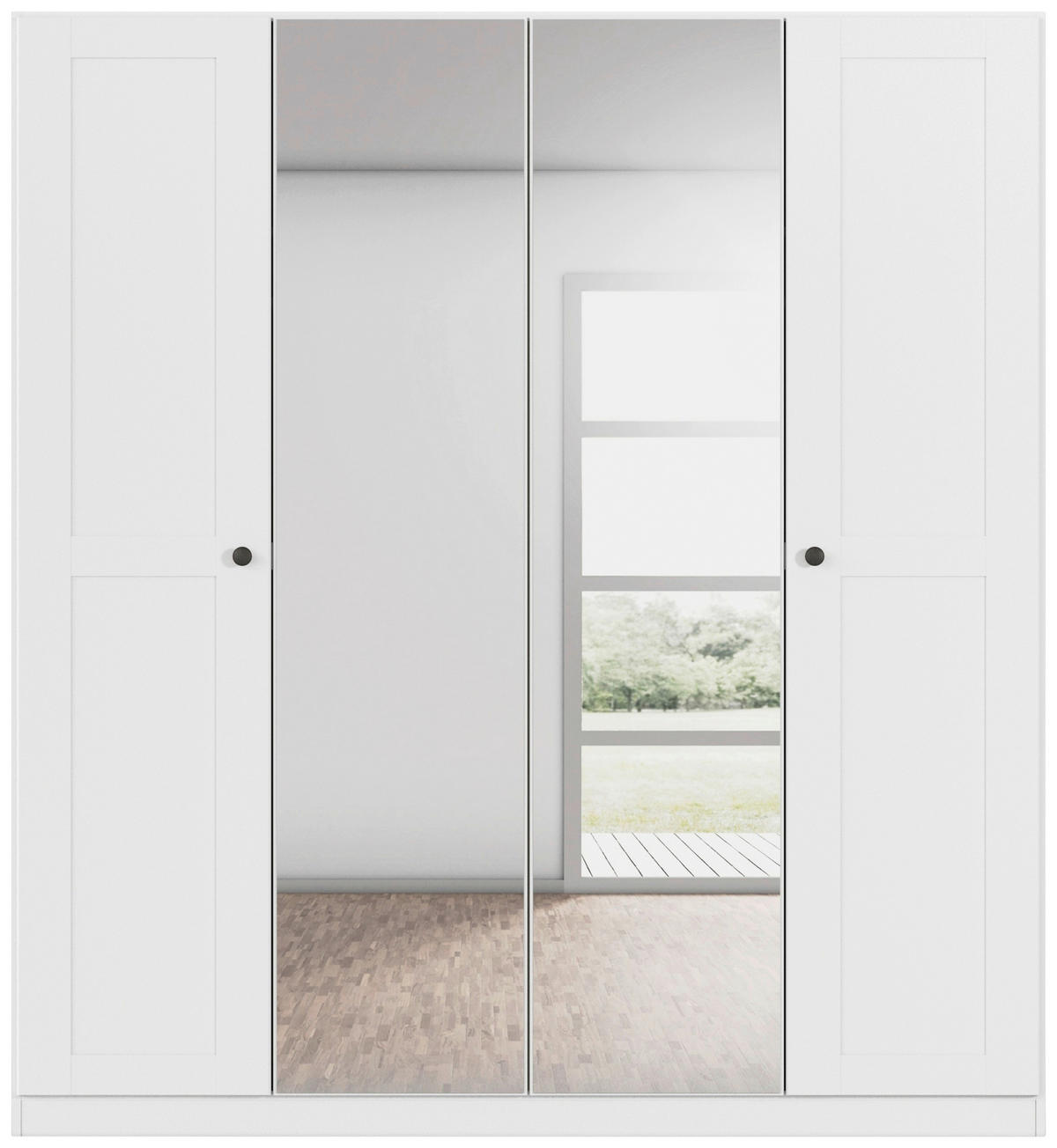 DREHTÜRENSCHRANK 181/197/54 cm,  in Weiß, 4-türig  - Schwarz/Weiß, KONVENTIONELL, Glas/Holzwerkstoff (181/197/54cm) - home24