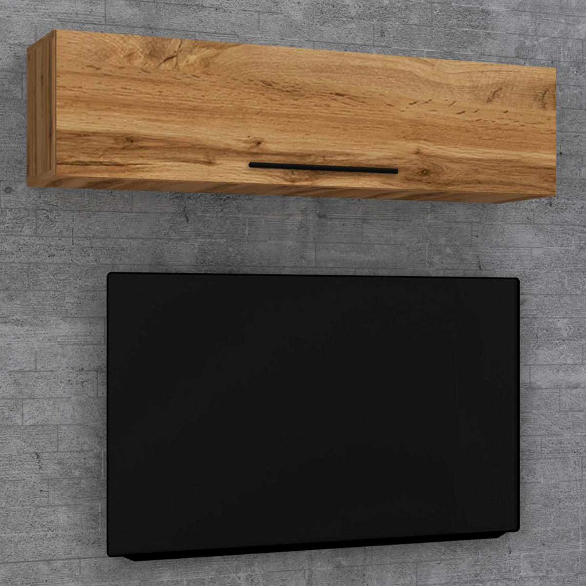 WANDREGAL 115/30/30 cm  - Honigeiche/Schwarz, Modern, Holzwerkstoff/Metall (115/30/30cm) - MID.YOU