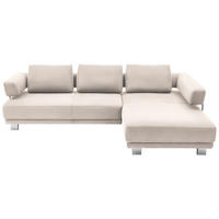 ECKSOFA in Chenille Beige  - Chromfarben/Beige, Natur, Textil/Metall (297/214cm) - Valdera
