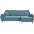 ECKSOFA  in Webstoff Blau  240/145 cm  - Blau/Naturfarben, KONVENTIONELL, Holz/Textil (240/145cm) - Carryhome