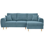 ECKSOFA  in Webstoff Blau  240/145 cm  - Blau/Naturfarben, KONVENTIONELL, Holz/Textil (240/145cm) - Carryhome