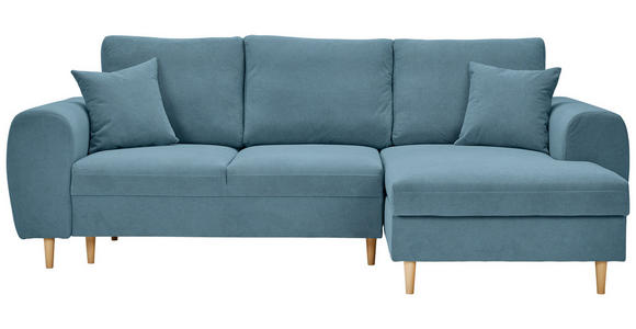 ECKSOFA  in Webstoff Blau  240/145 cm  - Blau/Naturfarben, KONVENTIONELL, Holz/Textil (240/145cm) - Carryhome