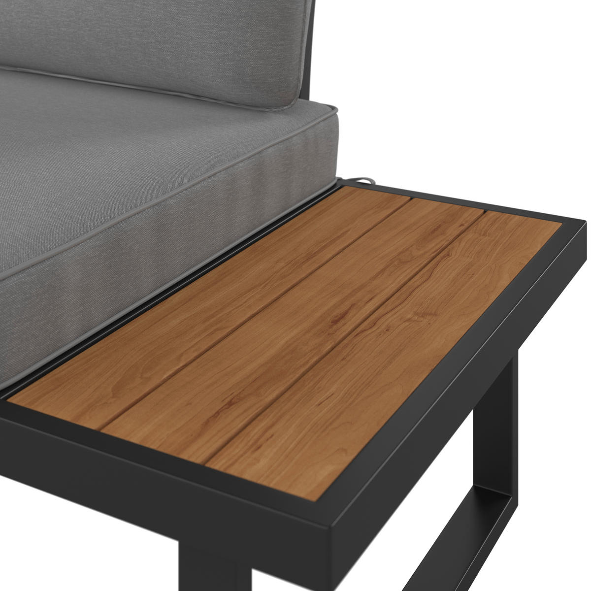 DINING-LOUNGESET Akazie vollmassiv Stahl  - Schwarz/Naturfarben, MODERN, Holz/Metall (152/58/67cm) - Ambia Garden
