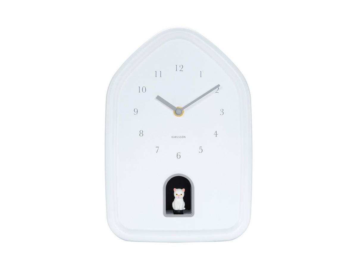 WANDUHR Modern Kitty Weiß  - Weiß, Basics, Kunststoff (20/29.1cm) - Karlsson