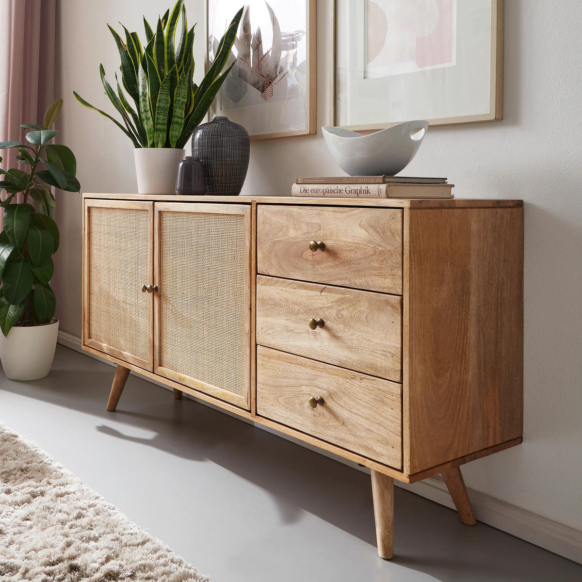 SIDEBOARD 140/75/40 cm  - Goldfarben/Braun, Design, Holz/Metall (140/75/40cm) - MID.YOU