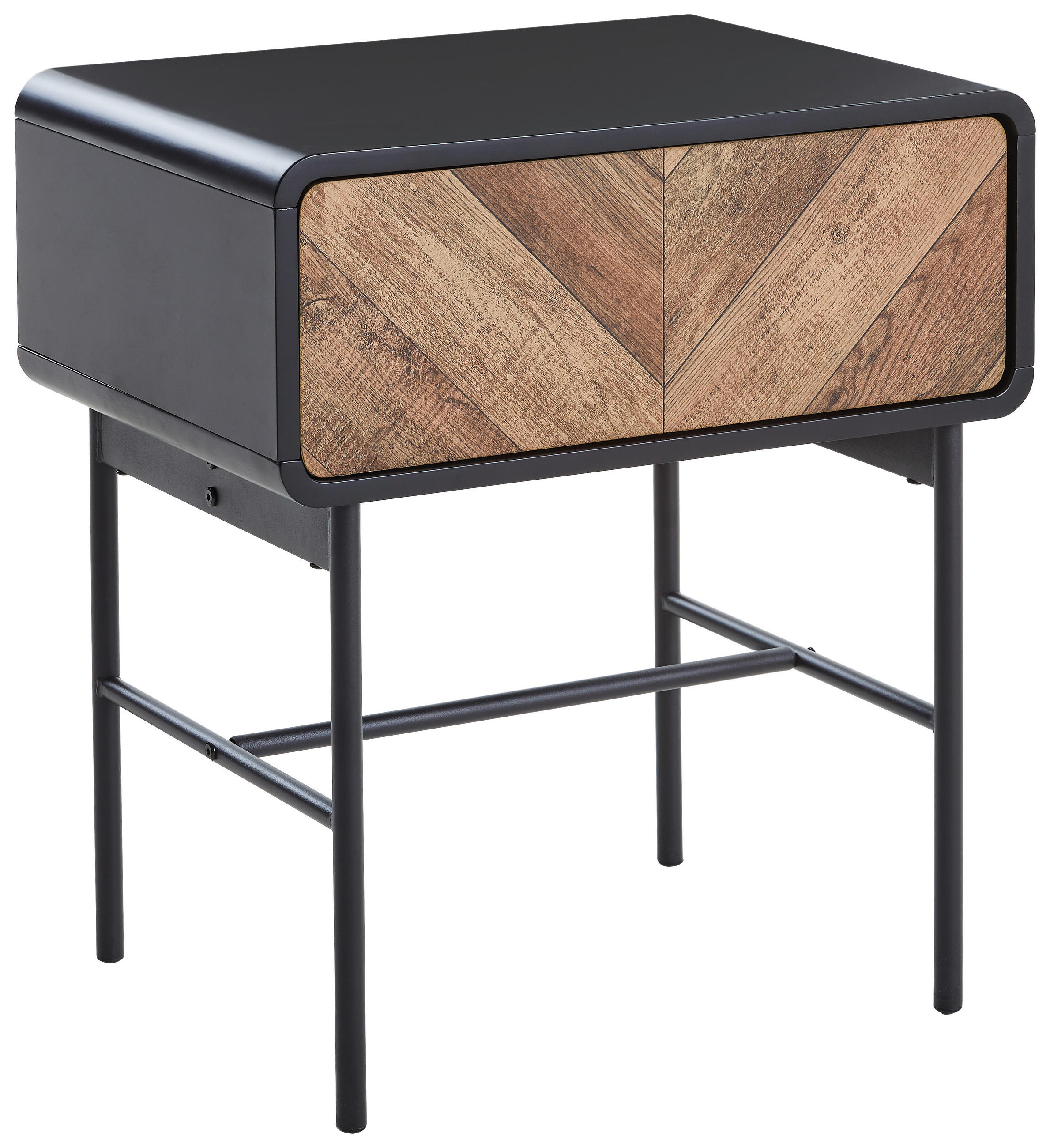 Noptieră, 56/63/40 cm, negru, culoare lemn stejar