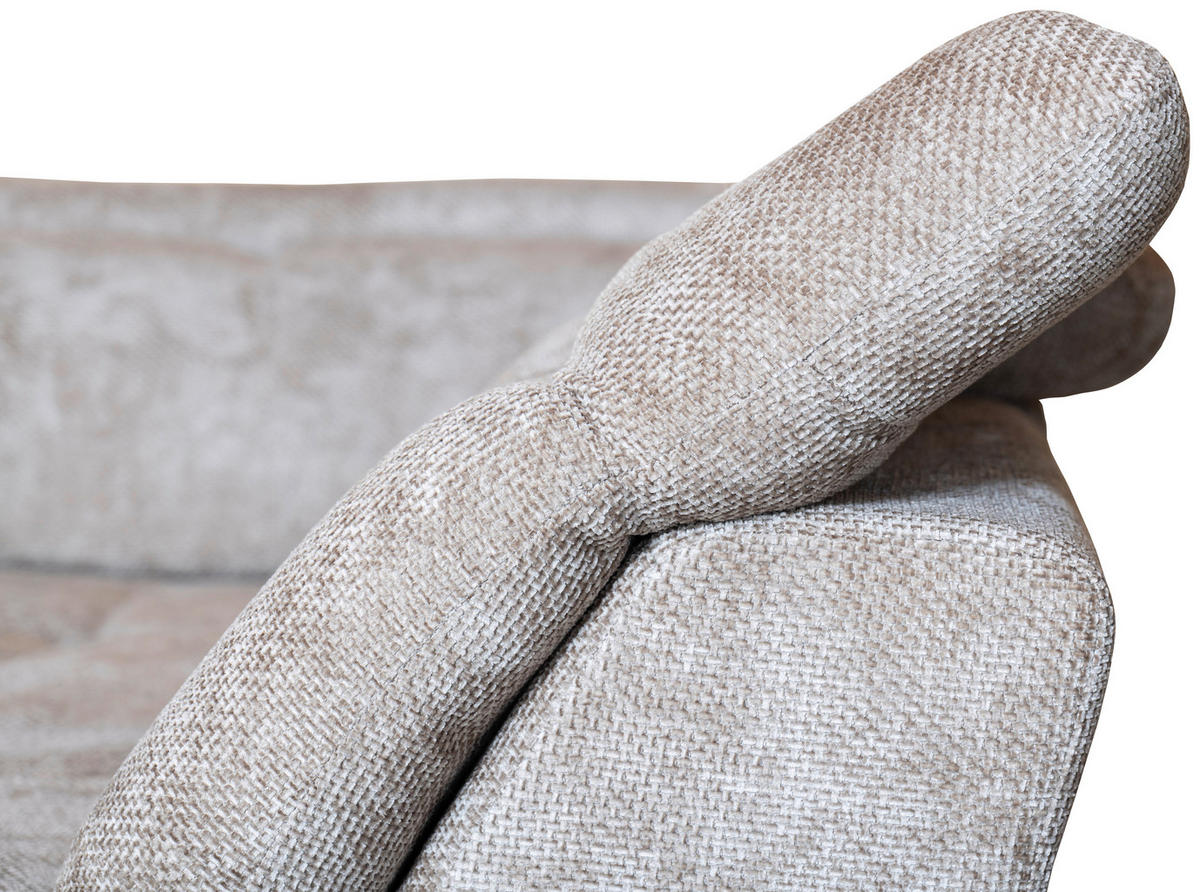 WOHNLANDSCHAFT Beige Struktur  - Beige/Schwarz, KONVENTIONELL, Textil/Metall (188/357/253cm) - Carryhome