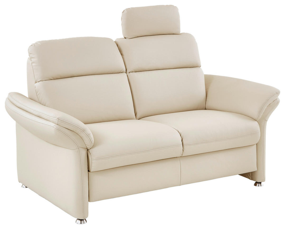 2-SITZER-SOFA in Echtleder Creme  - Creme/Alufarben, KONVENTIONELL, Leder/Metall (170/96/92cm) - Beldomo Premium