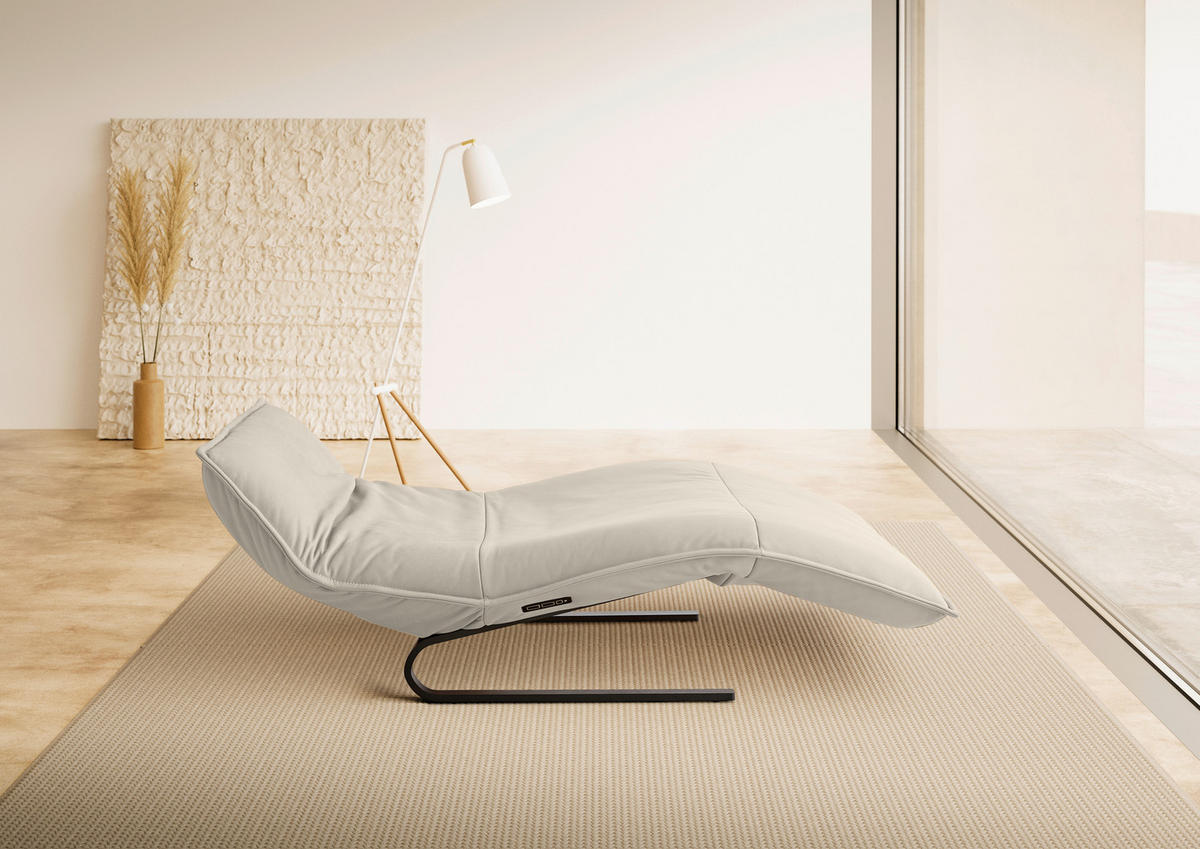 RELAXLIEGE Echtleder Beige  - Beige/Schwarz, Design, Leder/Metall (86/42-83/141-180cm) - Koinor