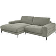 ECKSOFA in Feincord Grau  - Schwarz/Grau, Design, Textil/Metall (177/253cm) - Dieter Knoll