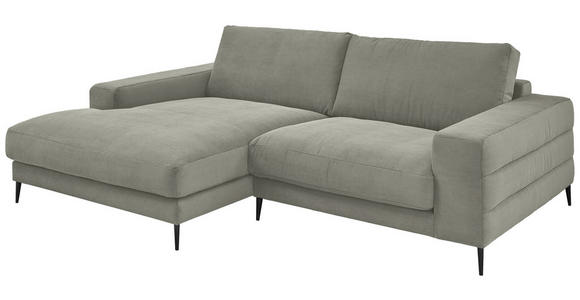 ECKSOFA in Feincord Grau  - Schwarz/Grau, Design, Textil/Metall (177/253cm) - Dieter Knoll